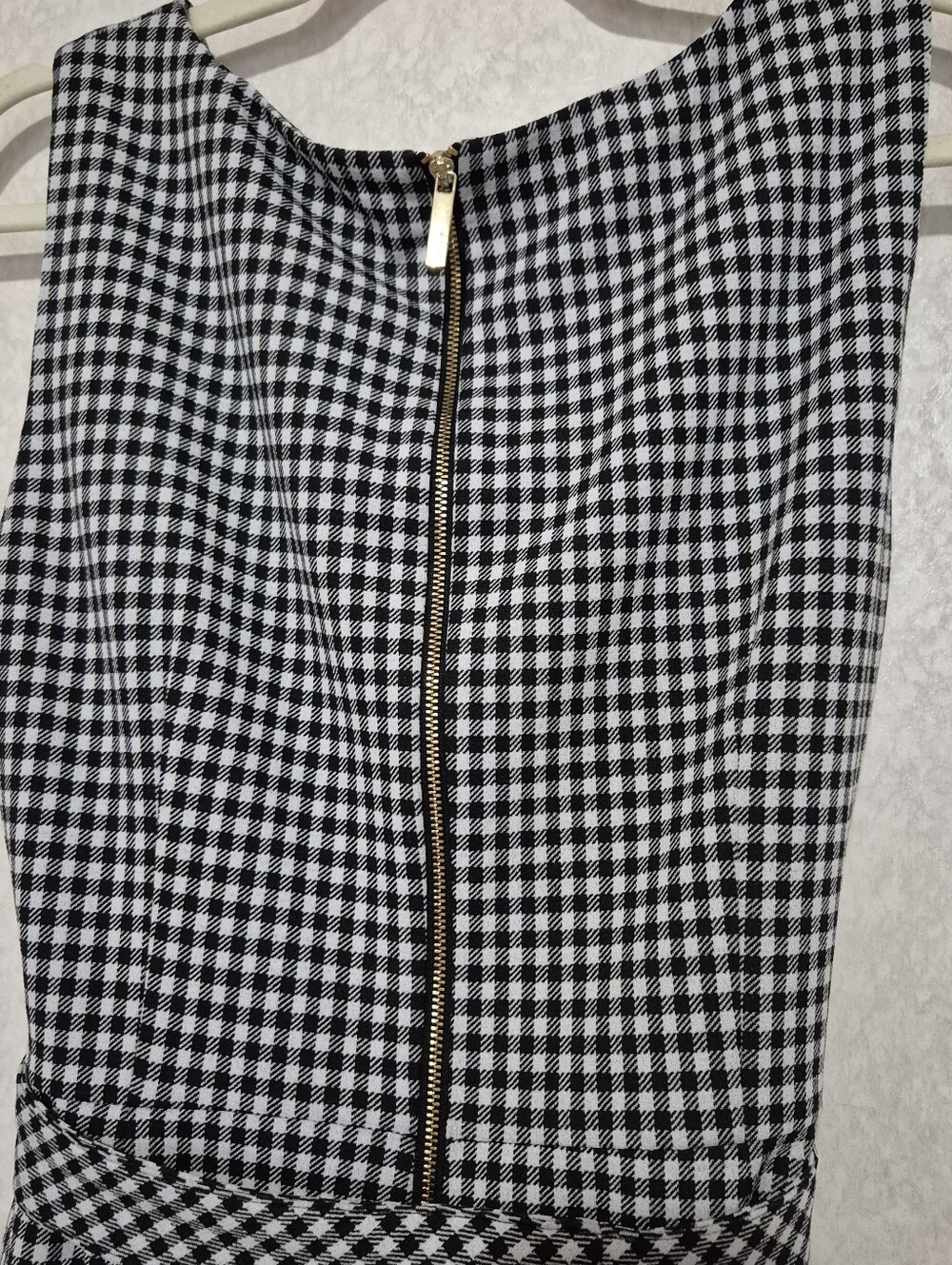 Calvin Klein Black and White Belted Gingham Ruffle Hem Midi Dress..Size:12 - Picture 9 of 11